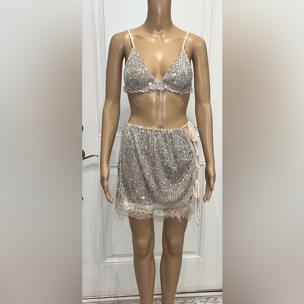 Freepeople Sequence Slip Skirt and Bra Set